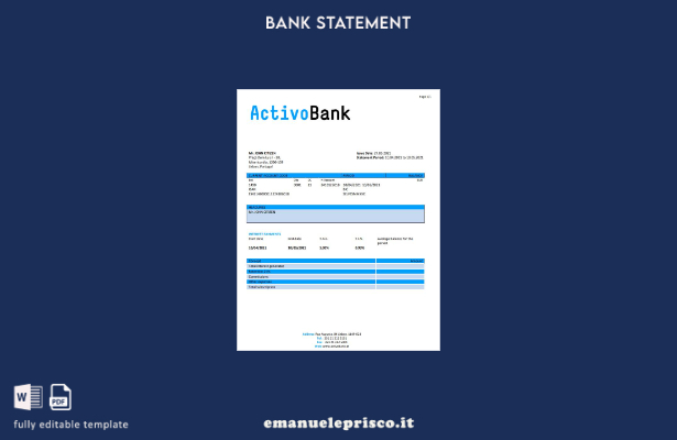 stile verificato Modello word di estratto conto bancario Portogallo Banco Active